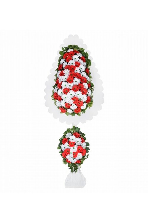 Çiftli Çelenk Kırmızı Beyaz Yapay