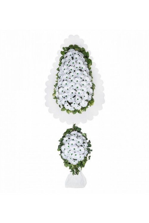 Beyaz Çiftli Çelenk Yapay