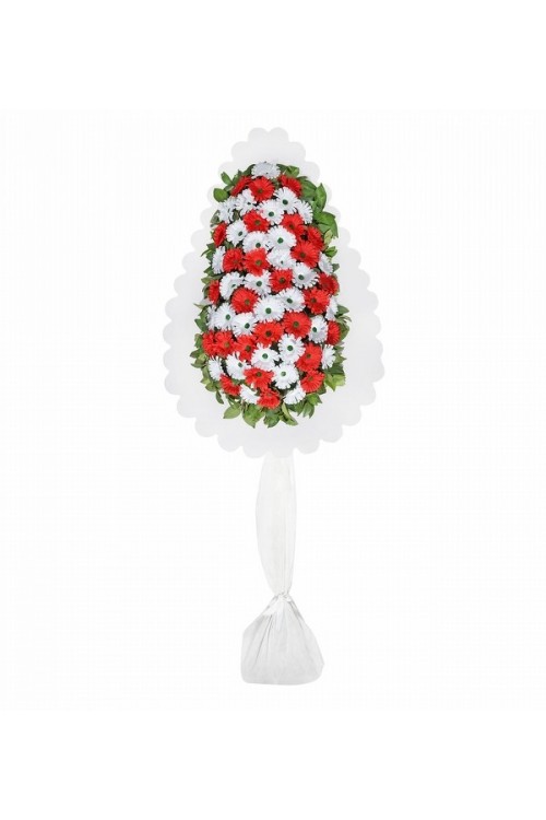 Tekli Çelenk Kırmızı Beyaz Yapay
