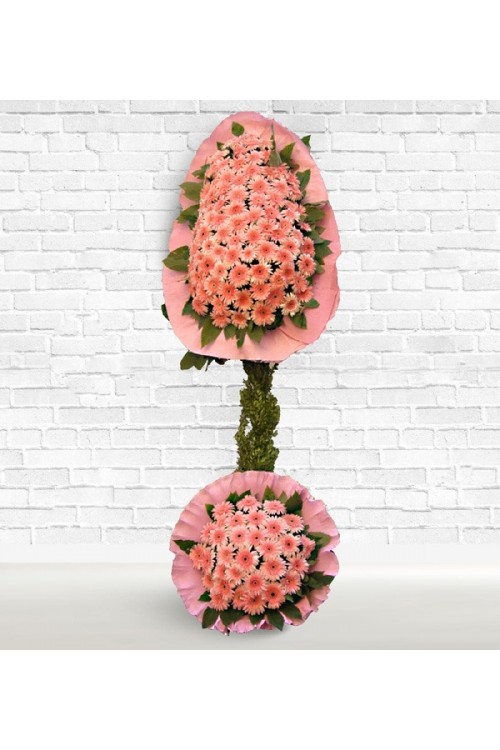 Pembe Gerbera Çift Ayaklı Sepet Canlı