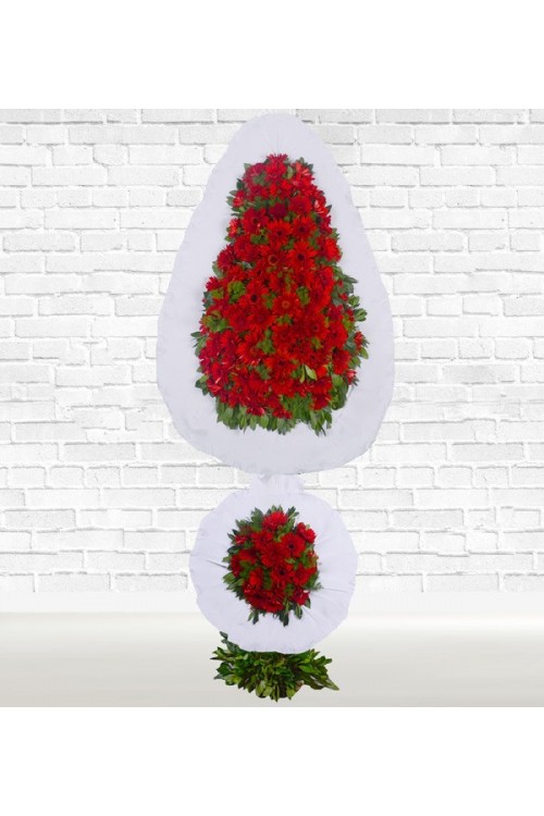 Kırmızı Gerbera Çift Katlı Ayaklı Sepet Canlı
