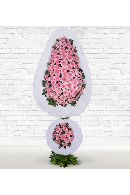 Çift Katlı Pembe Gerbera Sepeti Canlı