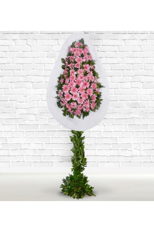 Pembe Gerbera Ayaklı Sepet Canlı