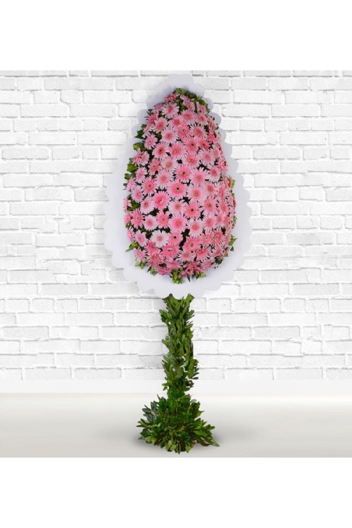 Düğüne ve Açılışa Çelenk Pembe Gerbera Sepeti Canlı